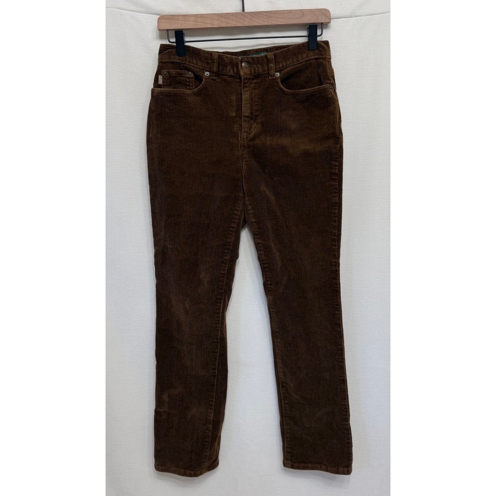 Lauren Ralph Lauren Women's Corduroy Pants Brown Petite 2 Straight Leg Outdoor